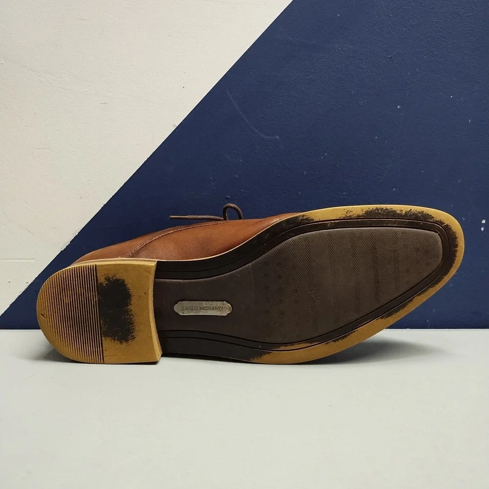 Carlo Morandi Oxford Dress Shoes Mens US 10.5D Brown Leather Memory Foam‎ 900D70